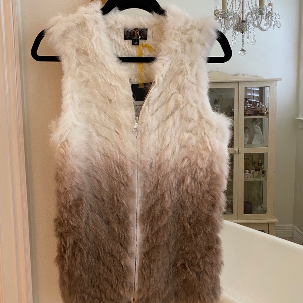 NWT!!!!!Metric Knit — Real fur vest